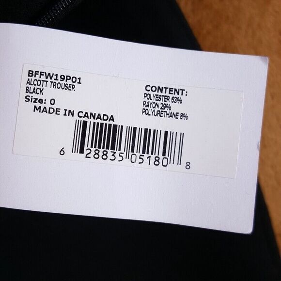 BEAUFILLE Pants Womens Size 0 Black Straight Leg Ankle Slit ALCOTT Trouser - Picture 8 of 13